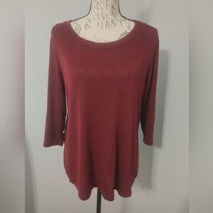 Women's Silverwear Burgundy Long Sleeve Tunic Split Side Style Top M